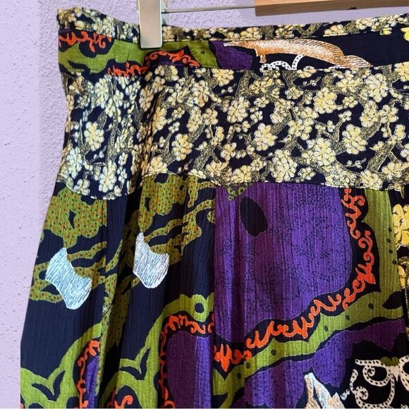 Vintage crinkle fabric midi skirt bold print - Picture 2 of 12